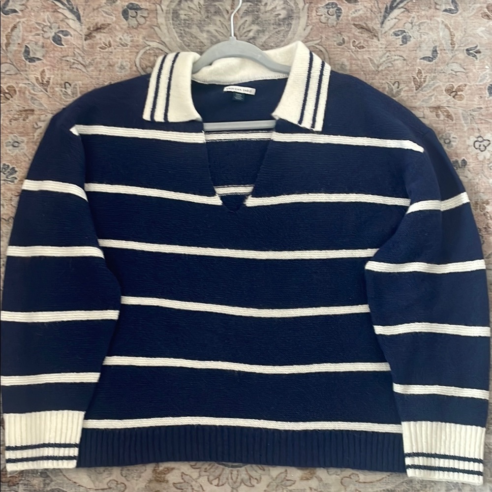 Navy and White Striped Women’s Sweater